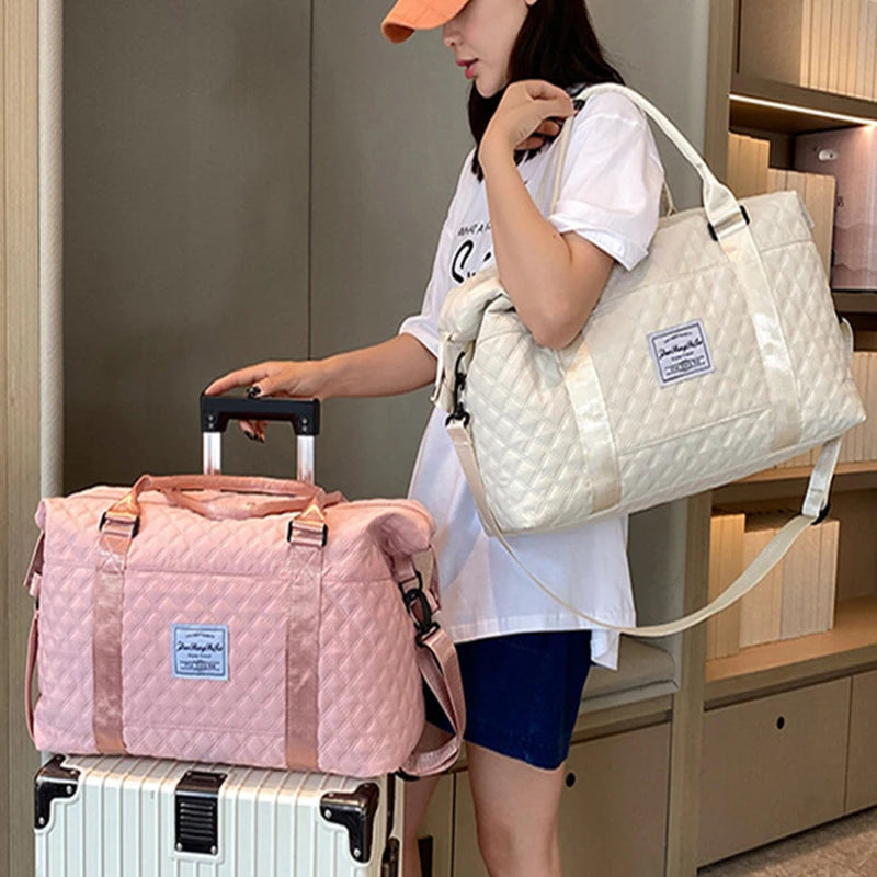 Saco de Viagem Dobrável Acolchoado - Bolsa Ginásio Yoga Separação Seco/Molhado