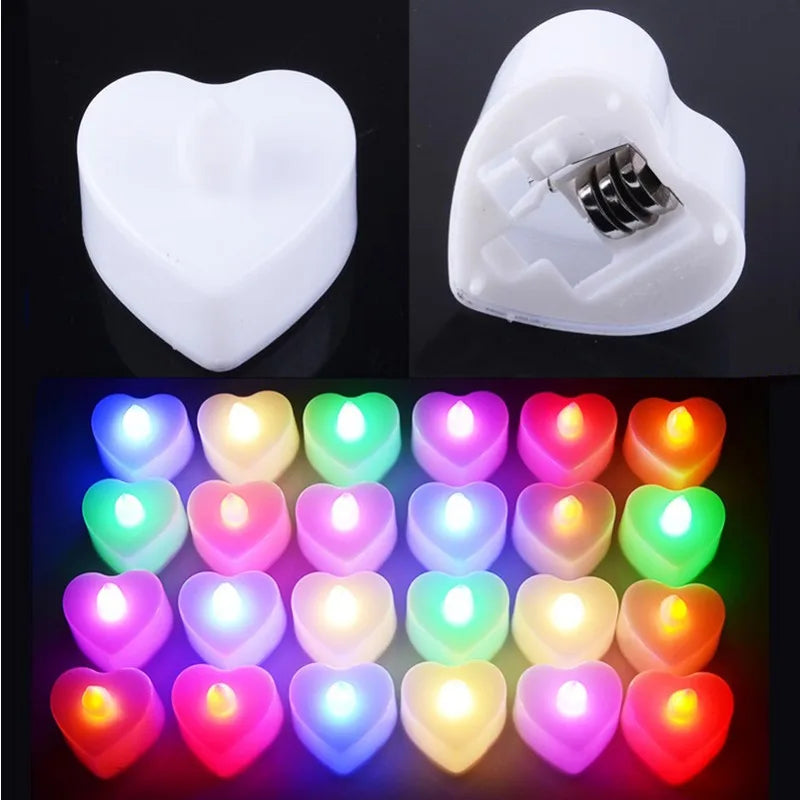 Velas LED Formato Coração Sem Chama - Decoração Romântica Casamento e Festas