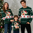 Camisola Natal Família 2025 - Rena Flocos Neve Pullover Malha Quente