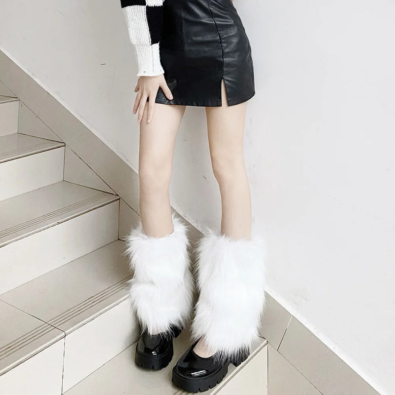 Aquecedores Pernas Pelo Sintético - Leggings Outono Botas Lolita Punk