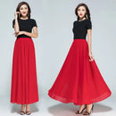 Saia Vermelha Chiffon Tamanho Grande - Cintura Alta Linha A Emagrecedora