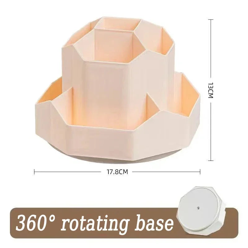 Organizador de Secretária Rotativo 360° - 9 Compartimentos para Material Escolar e Escritório