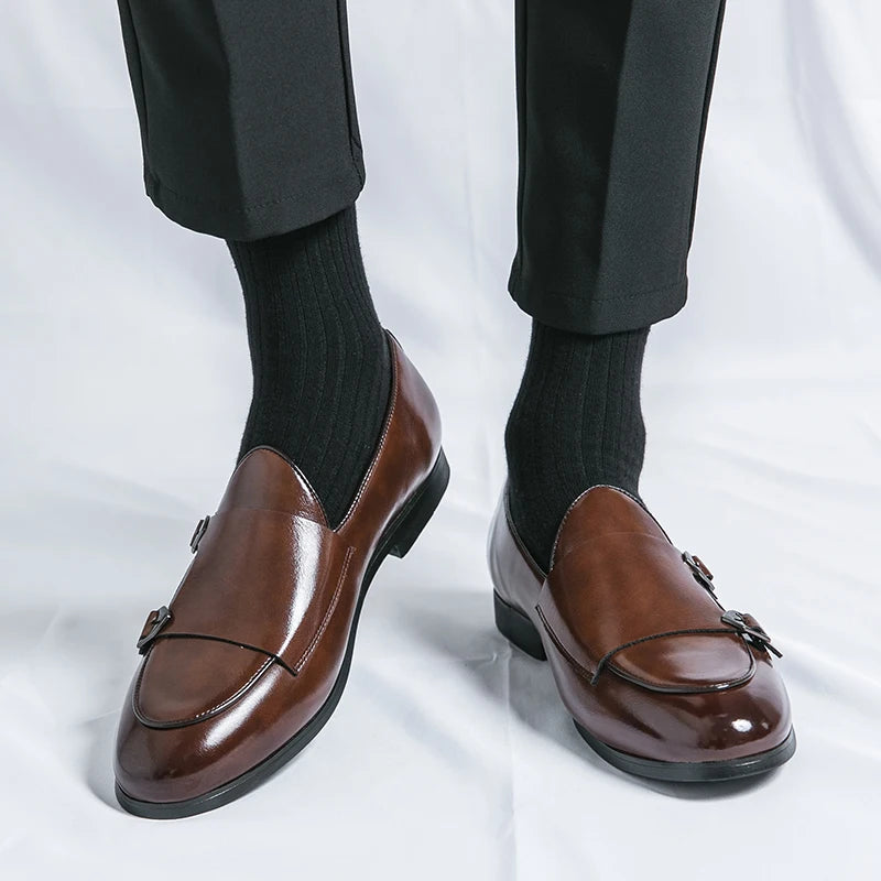 Sapatos Formais Masculinos Couro Premium - Mocassins Elegantes Casamento