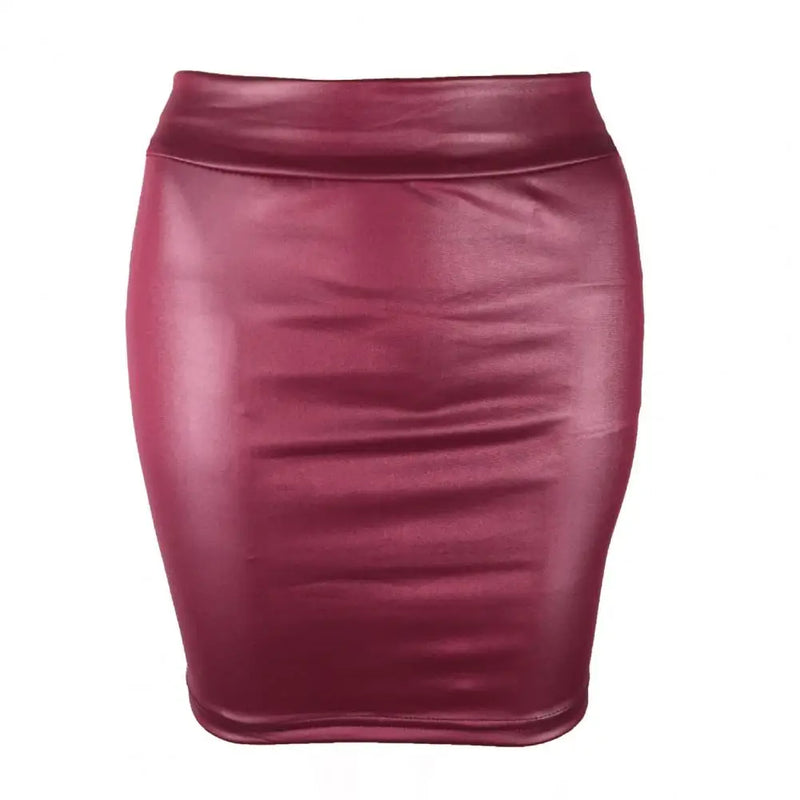 Saia Mini Pele Sintética Cintura Alta - Ajustada Bodycon Sexy Streetwear