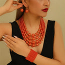 Conjunto Joias Pérolas 4 Camadas - Colar Brincos Pulseira Artesanal Presente