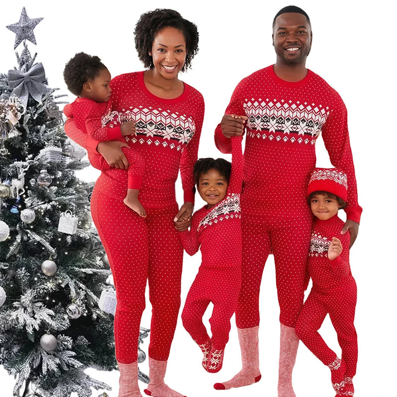Hot Sall Family Matching Christmas Pajama Sets Xmas Mother Daughter Dad Son Match Pajamas Cotton Kids Pjs Women's Sleepwear