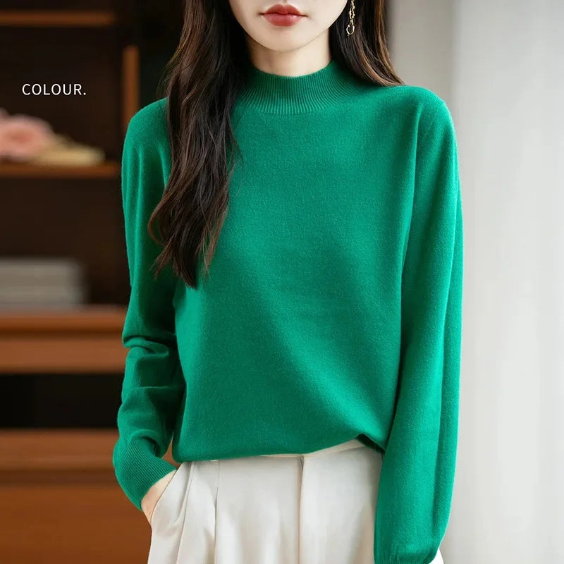 Camisola Malha Feminina Outono Inverno - Gola Redonda Casual Fashion