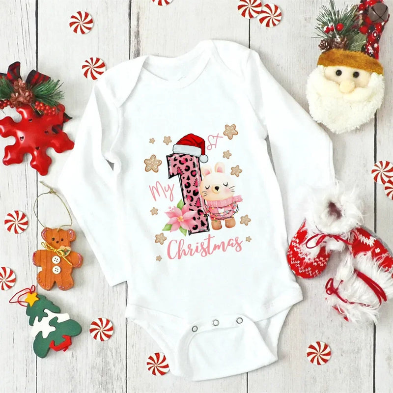 Body Bebé Primeiro Natal Rena - My First Christmas Manga Comprida Pai Natal