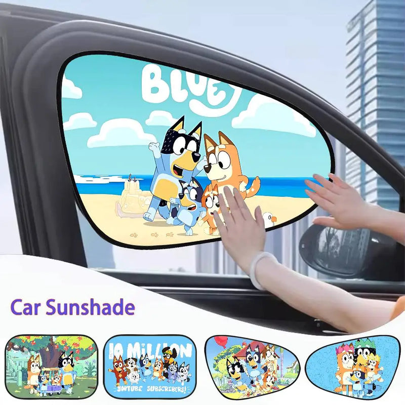 Cortina Protetor Solar Bluey para Carro - Dobrável UV Proteção Universal para Crianças