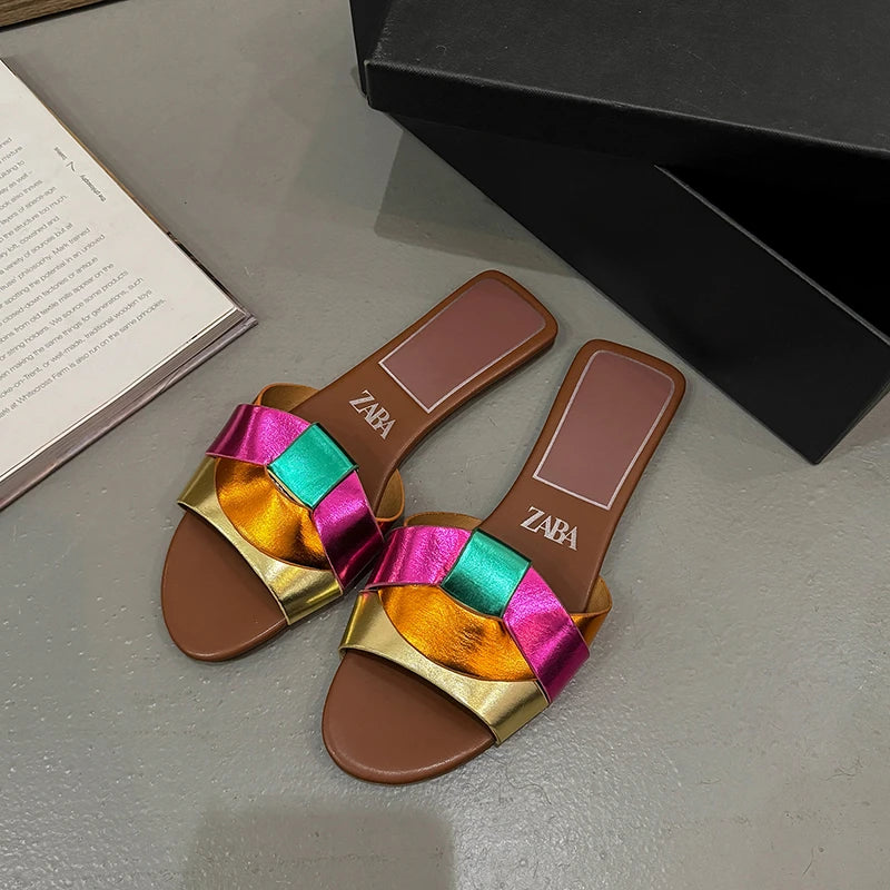 Sandálias Femininas Luxo Designer 2025 - Chinelos Praia Confortáveis Sola Macia