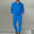 Conjunto Waffle Knit Polo Masculino - Meio Fecho Manga Comprida Visual Atemporal