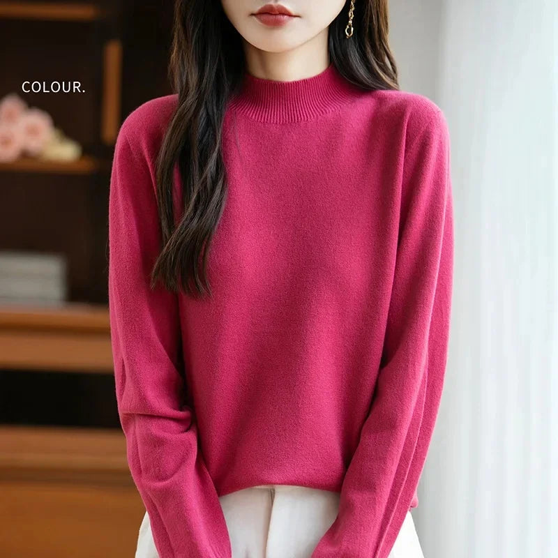 Camisola Malha Feminina Outono Inverno - Gola Redonda Casual Fashion