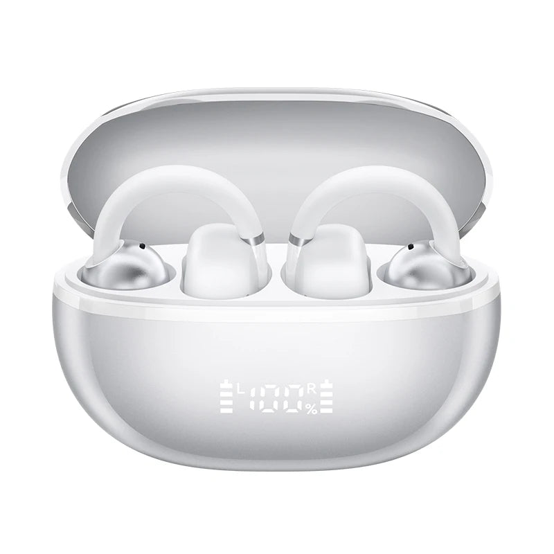HAYLOU AirFree - Auriculares Bluetooth 5.4 Clip de Orelha com Redução de Ruído AI e Display LED