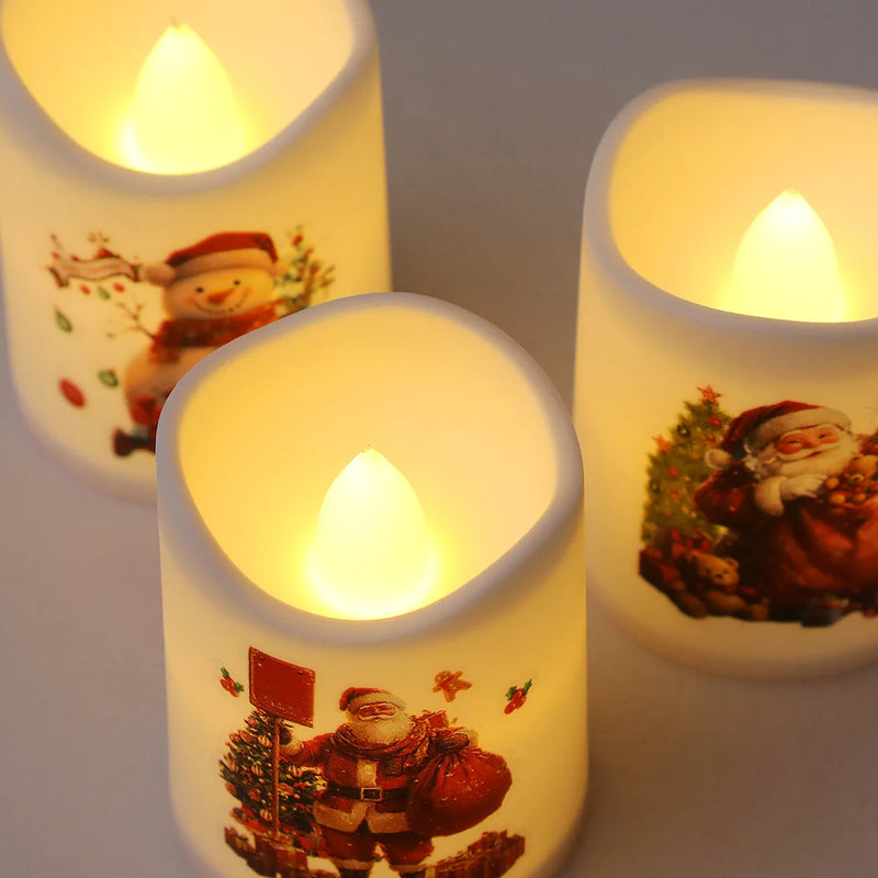 Velas LED Natal Transparentes - Decoração Natalícia com Impressão Iluminada