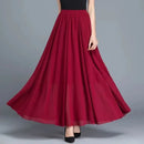 Saia Vermelha Chiffon Tamanho Grande - Cintura Alta Linha A Emagrecedora