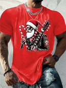 T-Shirt Natal Homem 3D Kawaii - Pai Natal DJ Colorida Harajuku Casual