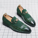 Mocassins Masculinos Verdes Nobuck - Marca Luxo Sola Grossa Bico Pontiagudo