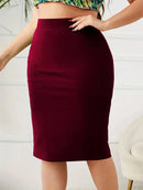 Saia Verão 2025 Tamanho Grande - Cintura Alta com Fenda Ajustada