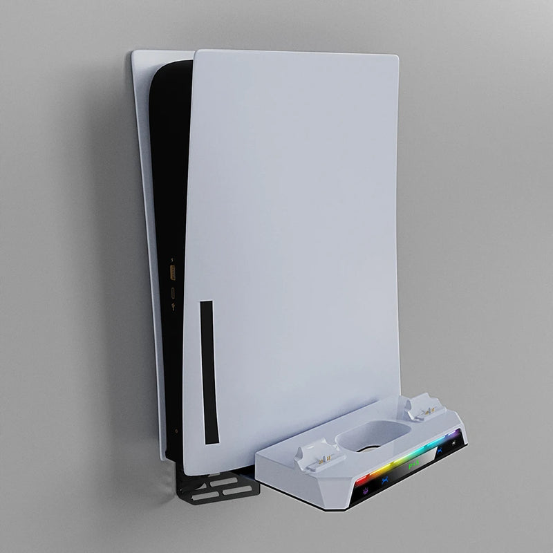 Suporte de Parede PS5 com Estação de Carregamento Dupla | Kit Completo