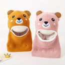 1pc Winter Cartoon Animal Knit Hat with Ear Flaps for Boys, Polyester Thermal Lined Hood, Christmas Outdoor Hiking Warm Cap