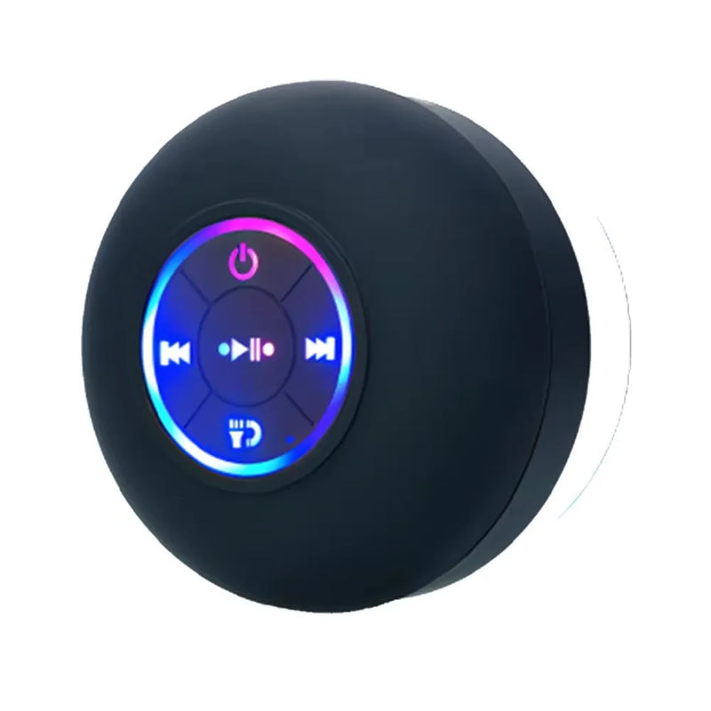 Coluna Bluetooth Mini À Prova de Água - Luzes LED Coloridas Ventosa Suporte Telemóvel