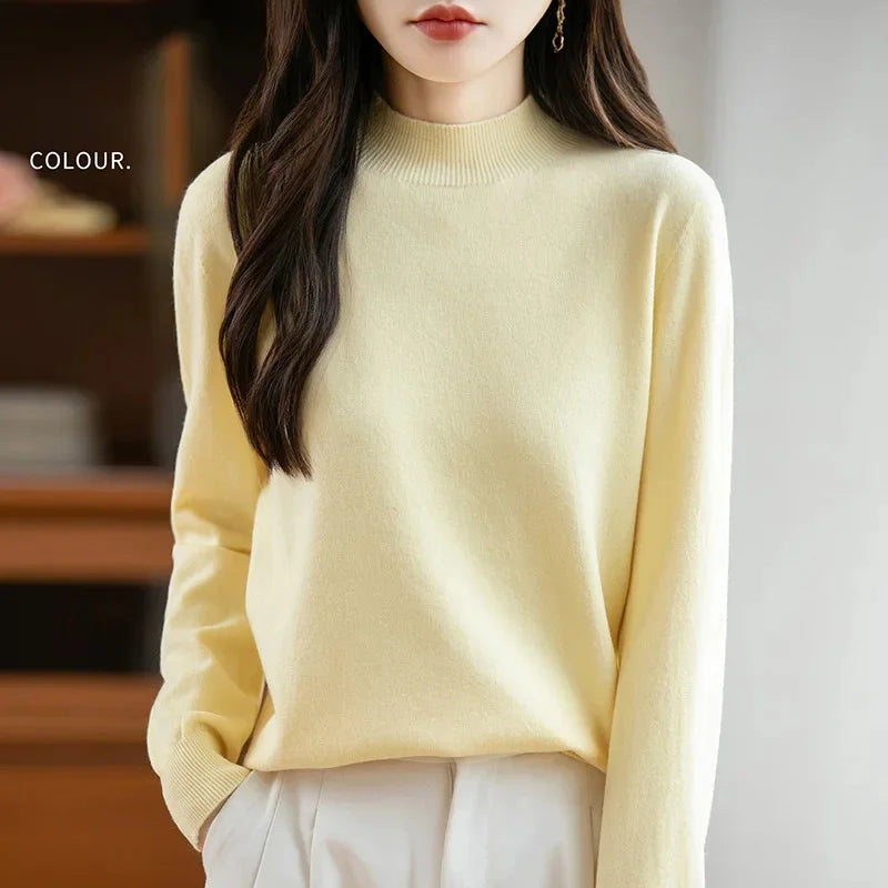 Camisola Malha Feminina Outono Inverno - Gola Redonda Casual Fashion