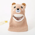 1pc Winter Cartoon Animal Knit Hat with Ear Flaps for Boys, Polyester Thermal Lined Hood, Christmas Outdoor Hiking Warm Cap