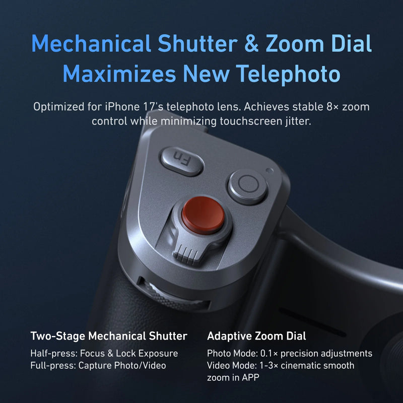 TELESIN Grip Magnético para iPhone 17 Pro/Max - Controlo Bluetooth Remoto Câmara Vlog Selfie
