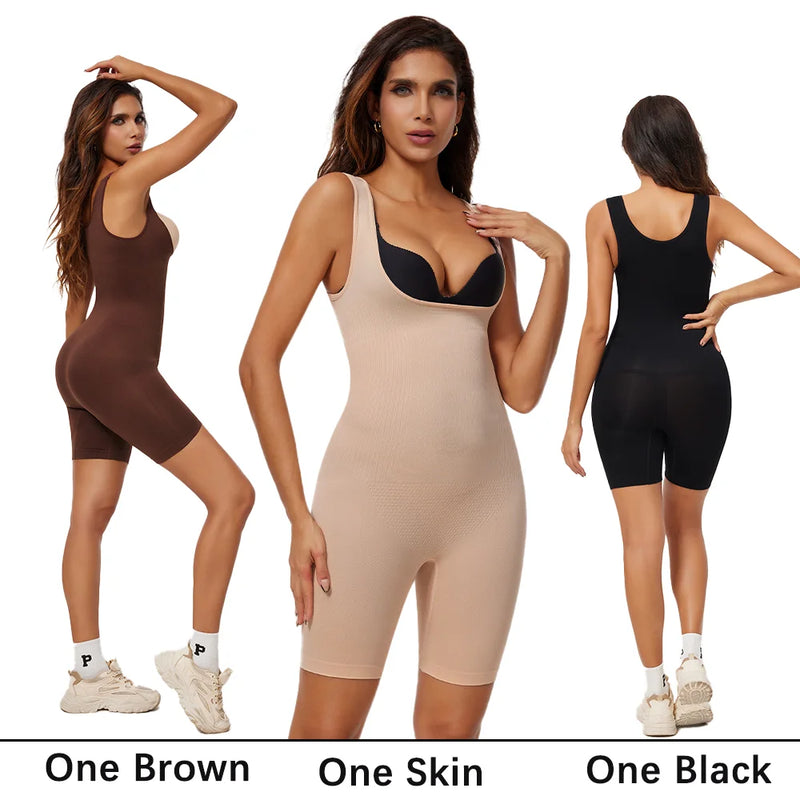Body Modelador Feminino com Shorts - Controlo Abdominal e Realce de Glúteos