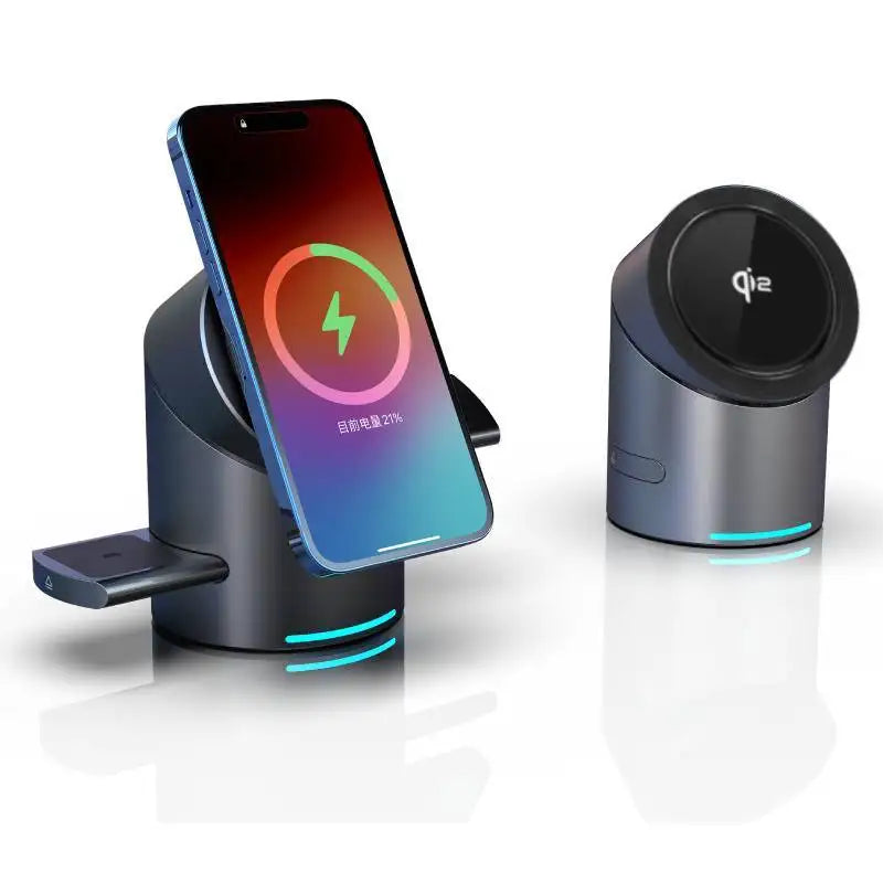 Qi2 3-in-1 Magnetic Wireless Charger - 15W Fast Charging Station for iPhone, AirPods & Apple Watch