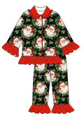High Quality Christmas Pajama Set Long Sleeve  Santa Claus Bow Print Girls Boys Set Children's Clothes