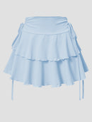 Saia Cor Sólida Verão 2025 - Cintura Alta Elástica Ajustada Moda