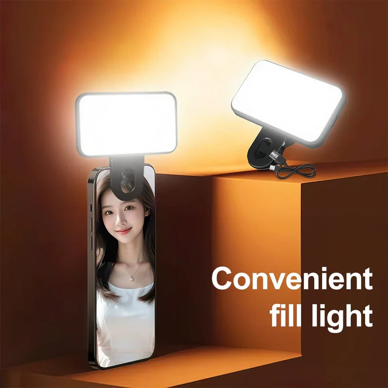 Luz Selfie Mini Recarregável - 3 Modos Ajustável LED