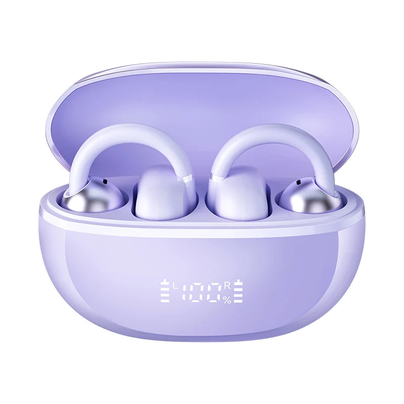 HAYLOU AirFree - Auriculares Bluetooth 5.4 Clip de Orelha com Redução de Ruído AI e Display LED