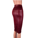 Leather Skirt Back Split Women Sexy Bodycon Pencil Skirt Sexy Office Lady Pencil Package Skirts High Waist Summer Long Skirt