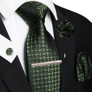 Conjunto Gravata Xadrez Castanho - Seda 8cm com Acessórios