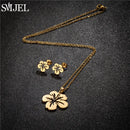 Conjunto Joias Aço Inoxidável - Colares Brincos Flores Bohemia para Homens e Mulheres