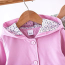 Casaco Menina Primavera Outono - Capuz Manga Comprida Flores Laço