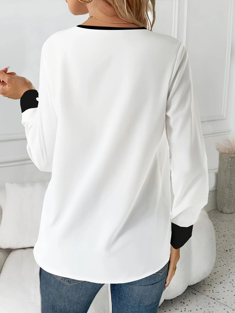 Camisa Feminina Elegante Manga Comprida - Blusa Casual Solta