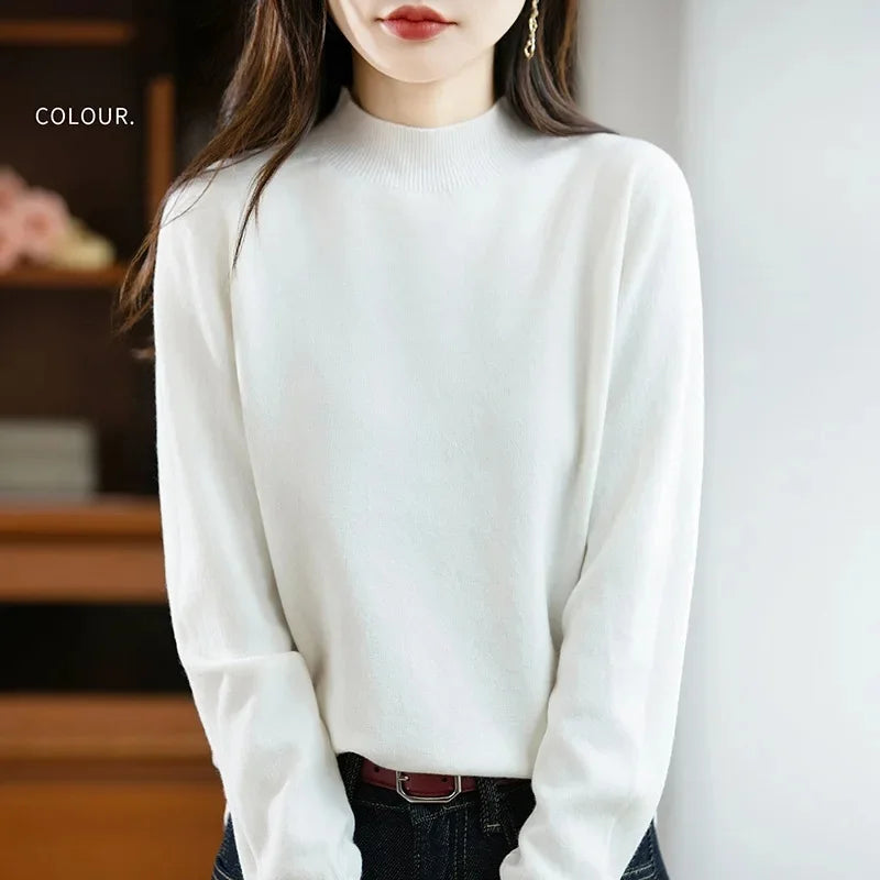 Camisola Malha Feminina Outono Inverno - Gola Redonda Casual Fashion