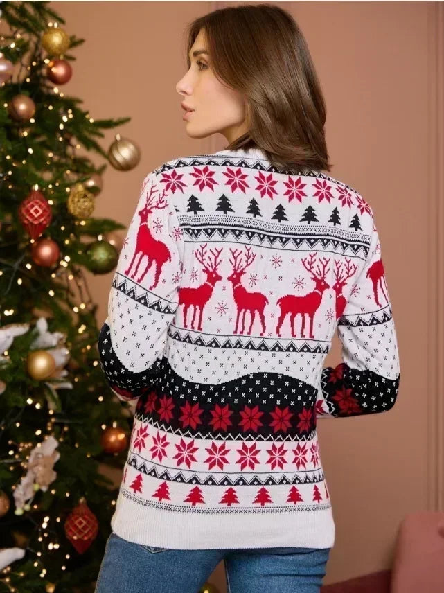 Camisolas Família Natal 2025 - Conjunto Pai Mãe Filhos Jacquard Quentes
