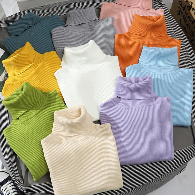 Camisola Cashmere Gola Alta Feminina - Manga Comprida Quente Inverno