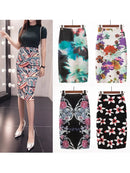 Saia Bodycon Estampado Flores Vintage - Midi Elegante Lápis Ajustada