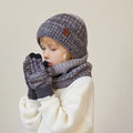 2/3Pcs Kids Knitted Hat Set Plush Lining Winter Children Beanie Hat Scarf Gloves Suit Child Hat Kids Cap for Boys Gift 4-10Y