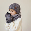 2/3Pcs Kids Knitted Hat Set Plush Lining Winter Children Beanie Hat Scarf Gloves Suit Child Hat Kids Cap for Boys Gift 4-10Y