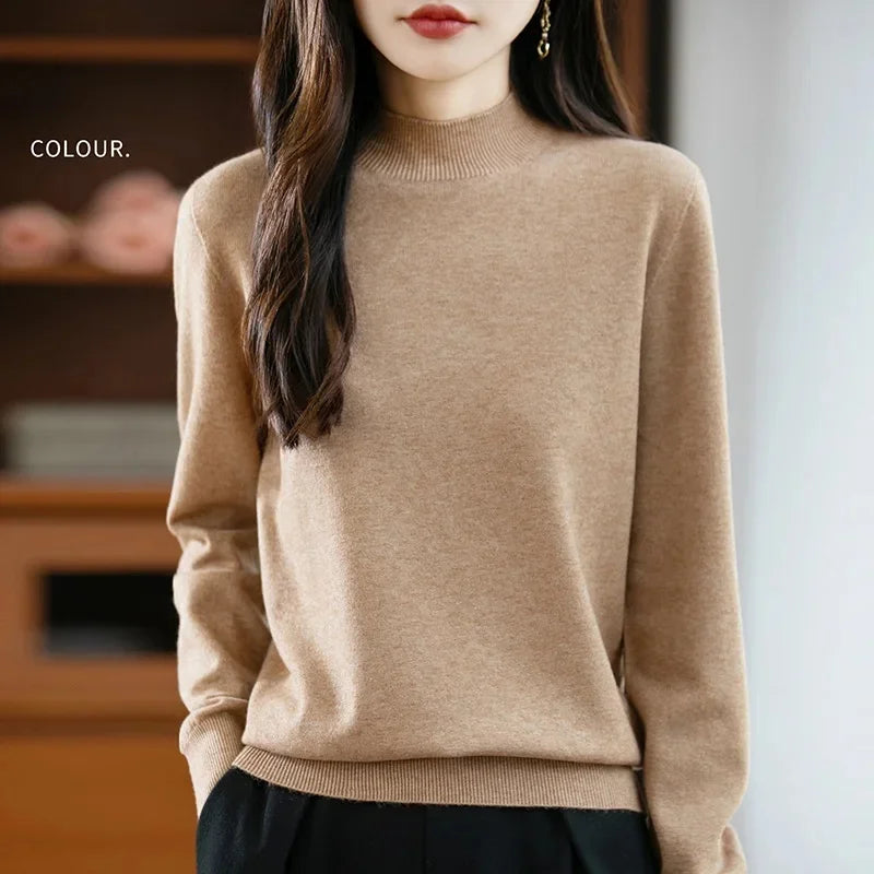 Camisola Malha Feminina Outono Inverno - Gola Redonda Casual Fashion