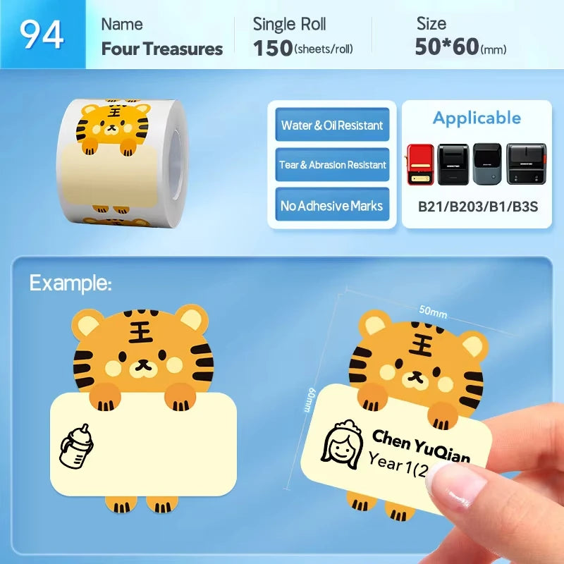 Rolo de Etiquetas Térmicas Adesivas Niimbot 2 Polegadas - Papel Colorido Impermeável para Impressora B1 B21