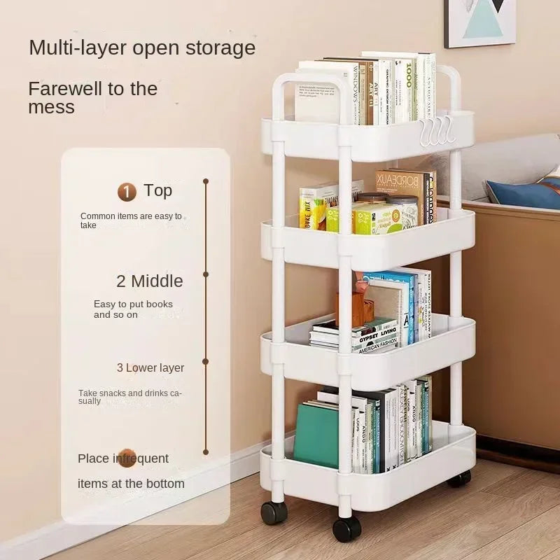 Carrinho de Armazenamento Multi-Níveis com Rodas - Organizador Cozinha Quarto Poupa Espaço