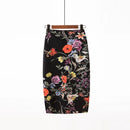 Saia Bodycon Estampado Flores Vintage - Midi Elegante Lápis Ajustada