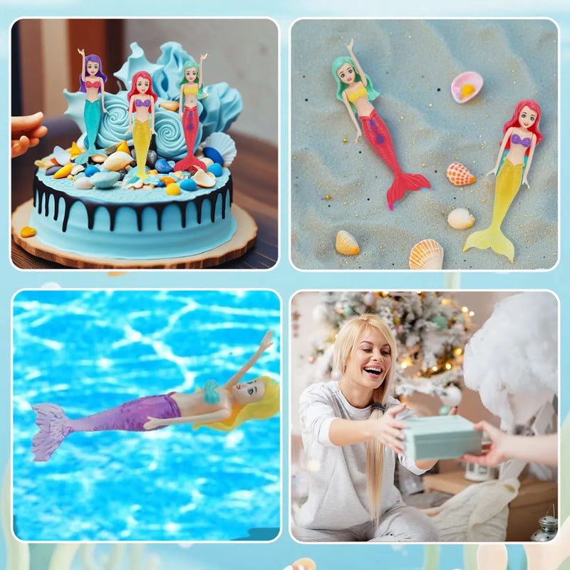 Brinquedos Sereia Mergulho 2/3/4 Peças - Coloridos À Prova de Água para Piscina Presente Crianças